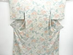 縮緬地　屋敷に松・楓模様小紋着物